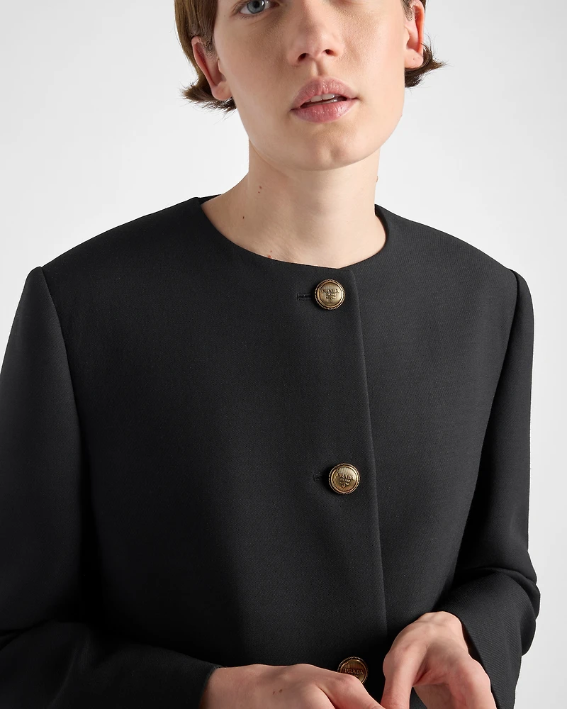 Single-breasted tricotine jacket