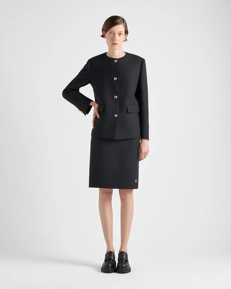 Single-breasted tricotine jacket