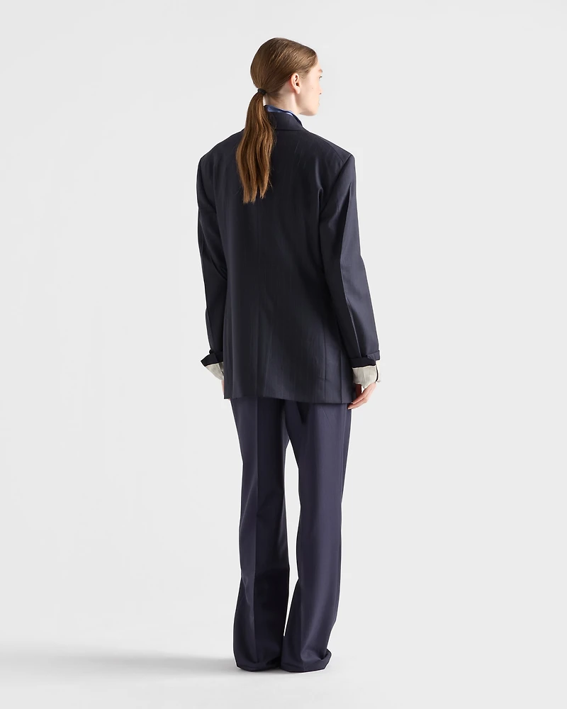 Double-breasted pinstriped wool jacket