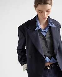 Double-breasted pinstriped wool jacket