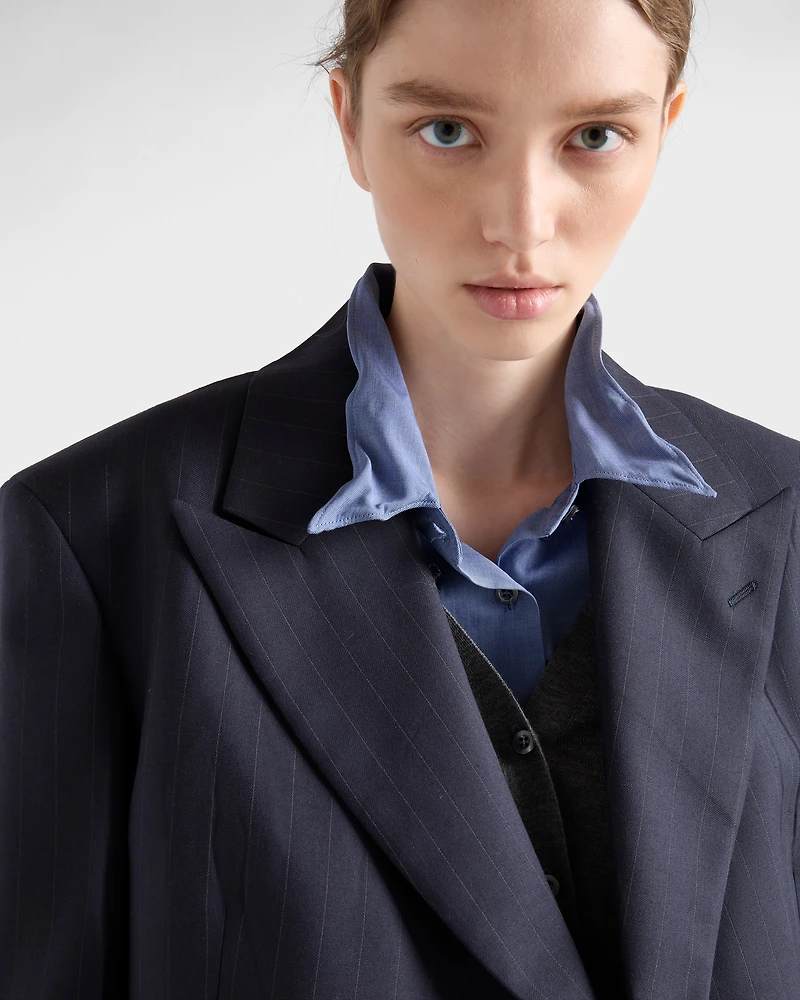 Double-breasted pinstriped wool jacket