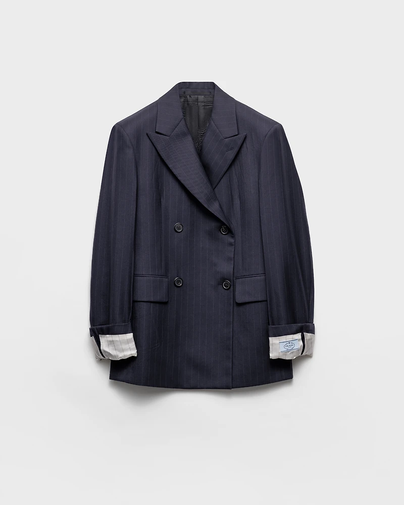 Double-breasted pinstriped wool jacket