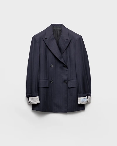 Double-breasted pinstriped wool jacket