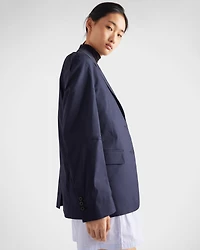 Single-breasted stretch poplin jacket