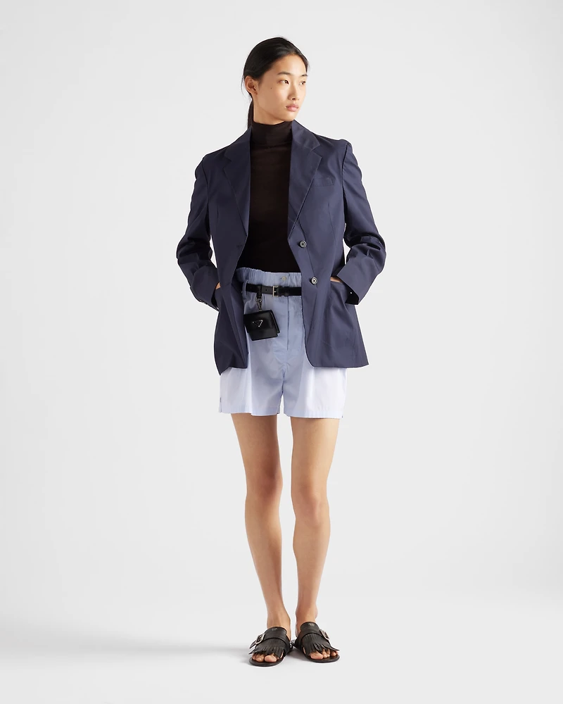 Single-breasted stretch poplin jacket