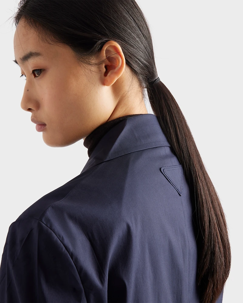Single-breasted stretch poplin jacket