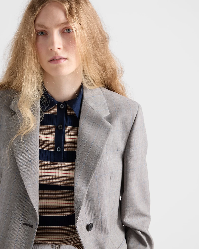 Single-breasted checked grisaille jacket