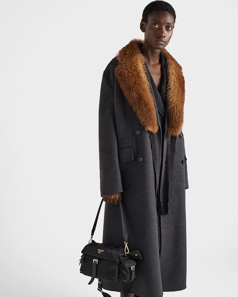 Double-breasted double cashwool coat
