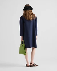 Double-breasted technical tricotine coat