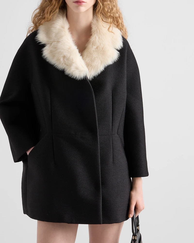Double-breasted granité twill caban jacket