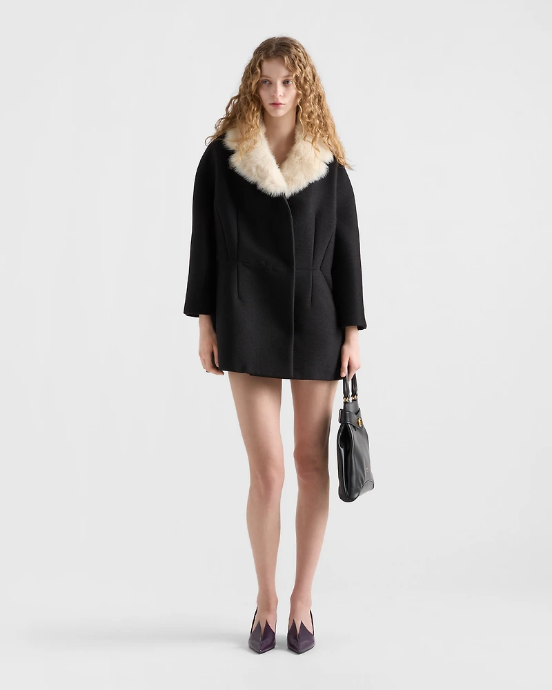 Double-breasted granité twill caban jacket