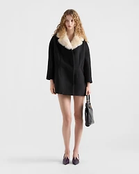 Double-breasted granité twill caban jacket