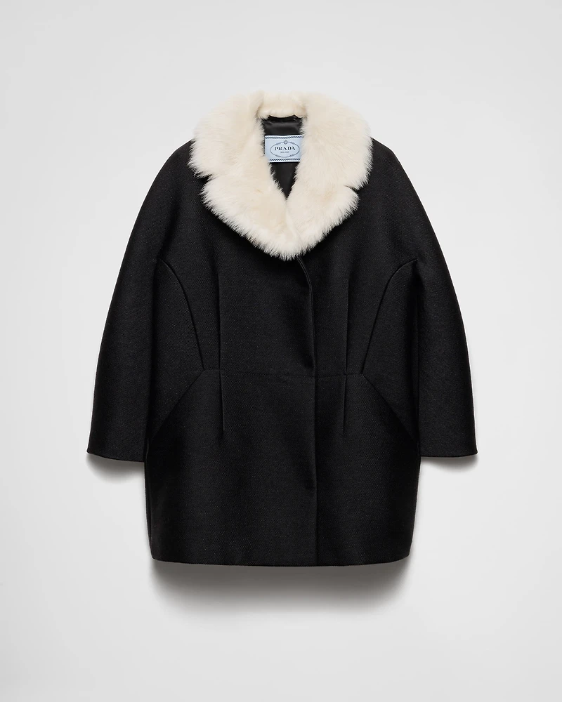Double-breasted granité twill caban jacket