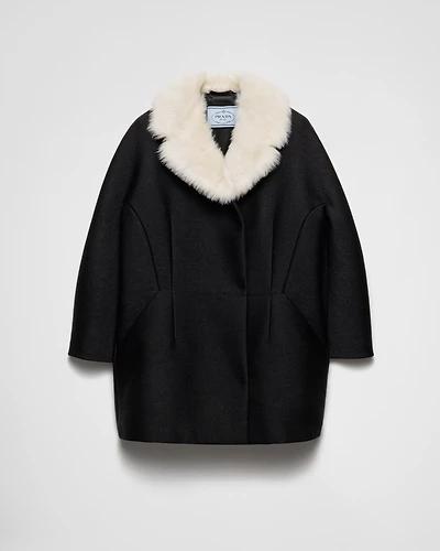 Double-breasted granité twill caban jacket