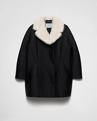 Double-breasted granité twill caban jacket