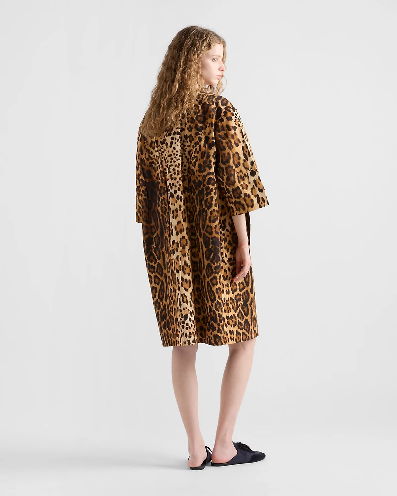 Single-breasted animal print drill coat