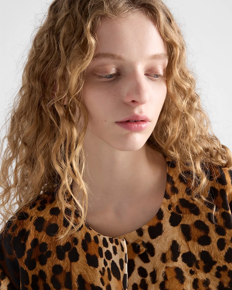 Single-breasted animal print drill coat