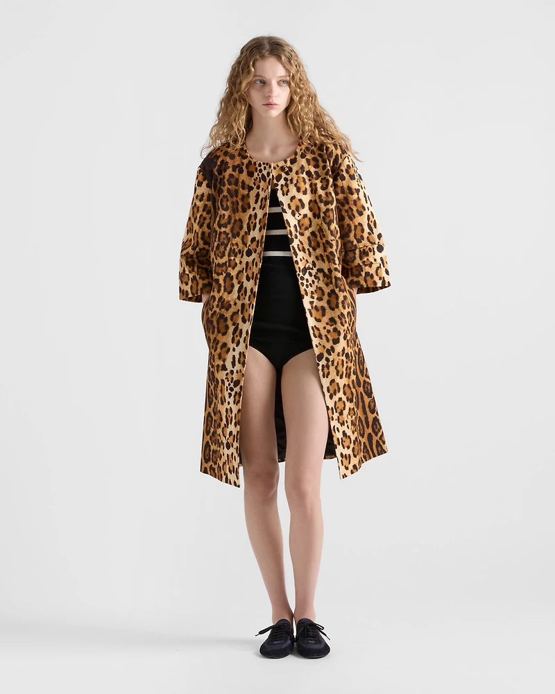 Single-breasted animal print drill coat