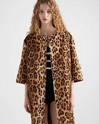 Single-breasted animal print drill coat