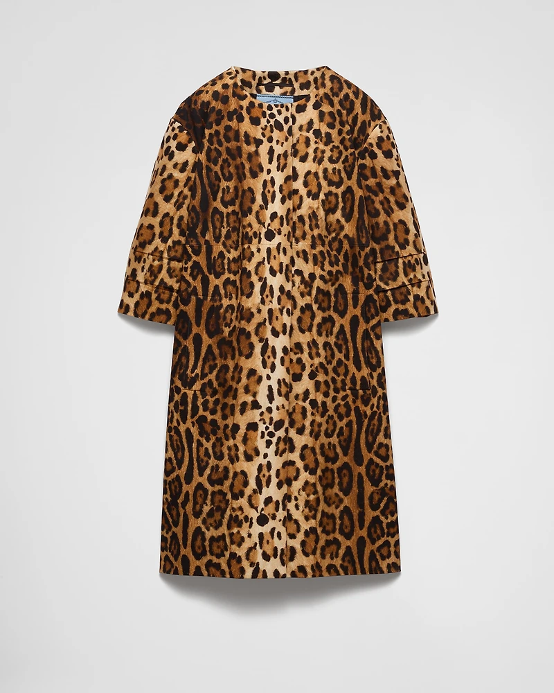 Single-breasted animal print drill coat