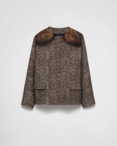 Single-breasted printed drill caban jacket