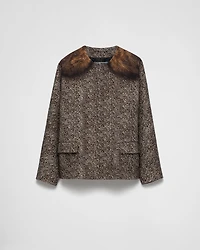 Single-breasted printed drill caban jacket