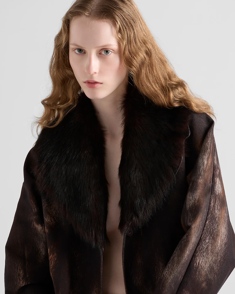 Single-breasted printed drill coat