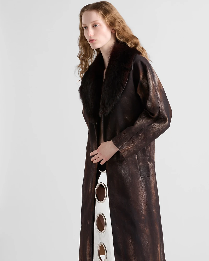 Single-breasted printed drill coat