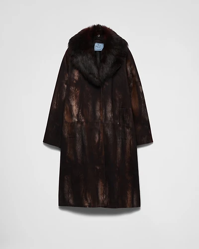 Single-breasted printed drill coat