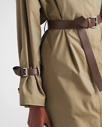 Single-breasted cotton twill trench coat