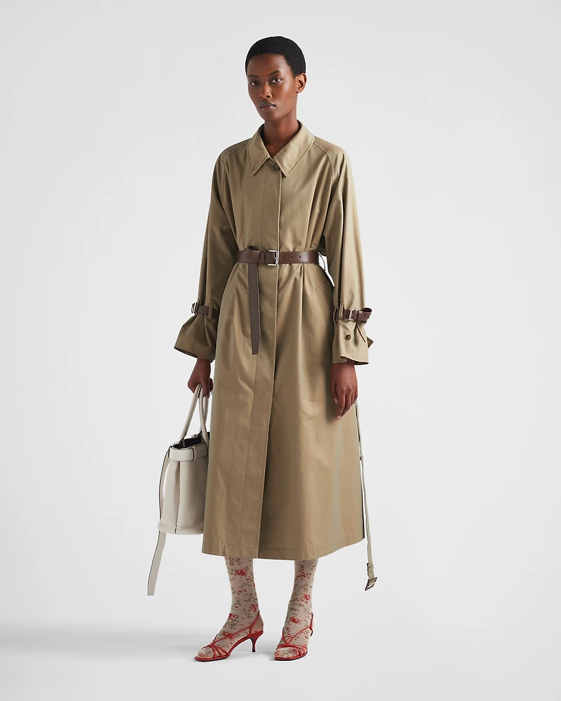 Single-breasted cotton twill trench coat