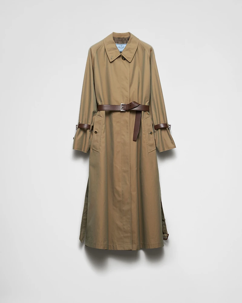 Single-breasted cotton twill trench coat