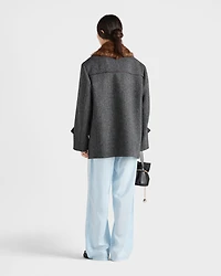 Double-breasted chevron peacoat