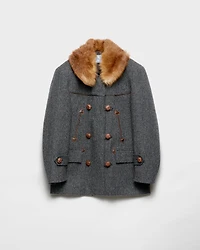 Double-breasted chevron peacoat