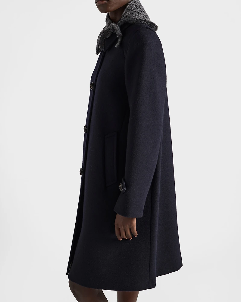 Single-breasted double loden coat