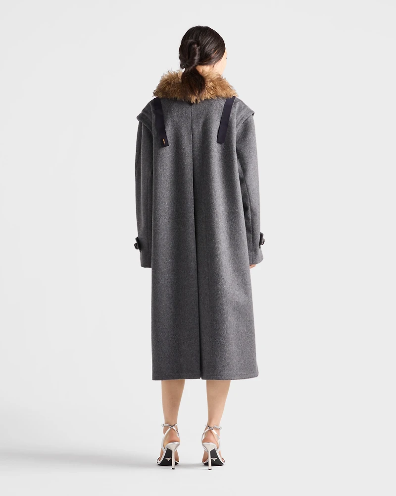 Single-breasted double loden cloth coat