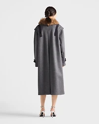 Single-breasted double loden cloth coat