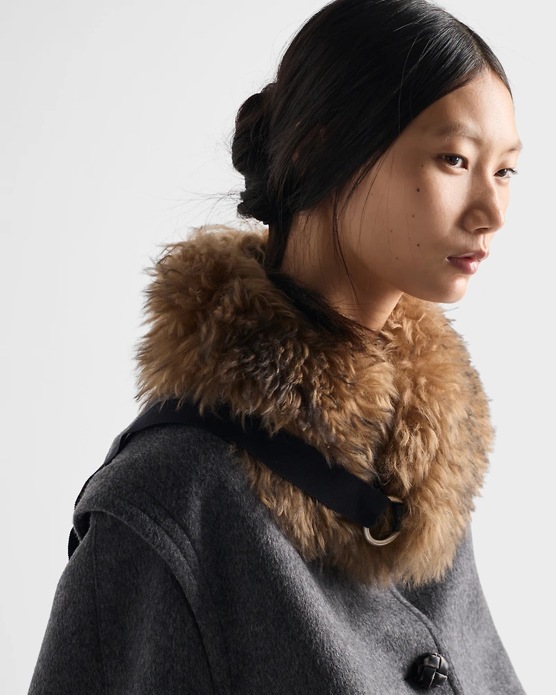 Single-breasted double loden cloth coat