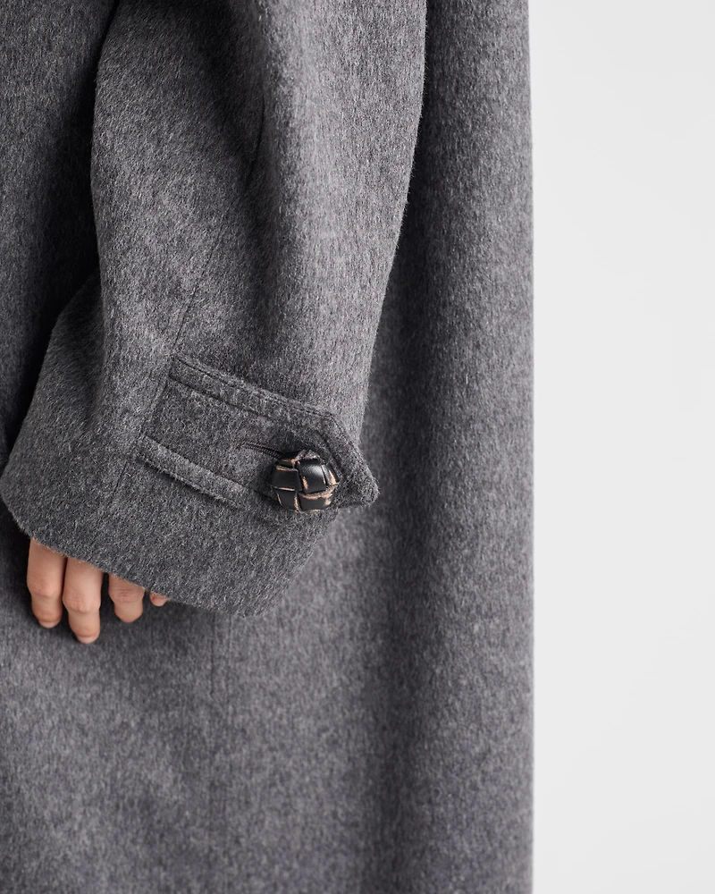 Single-breasted double loden cloth coat