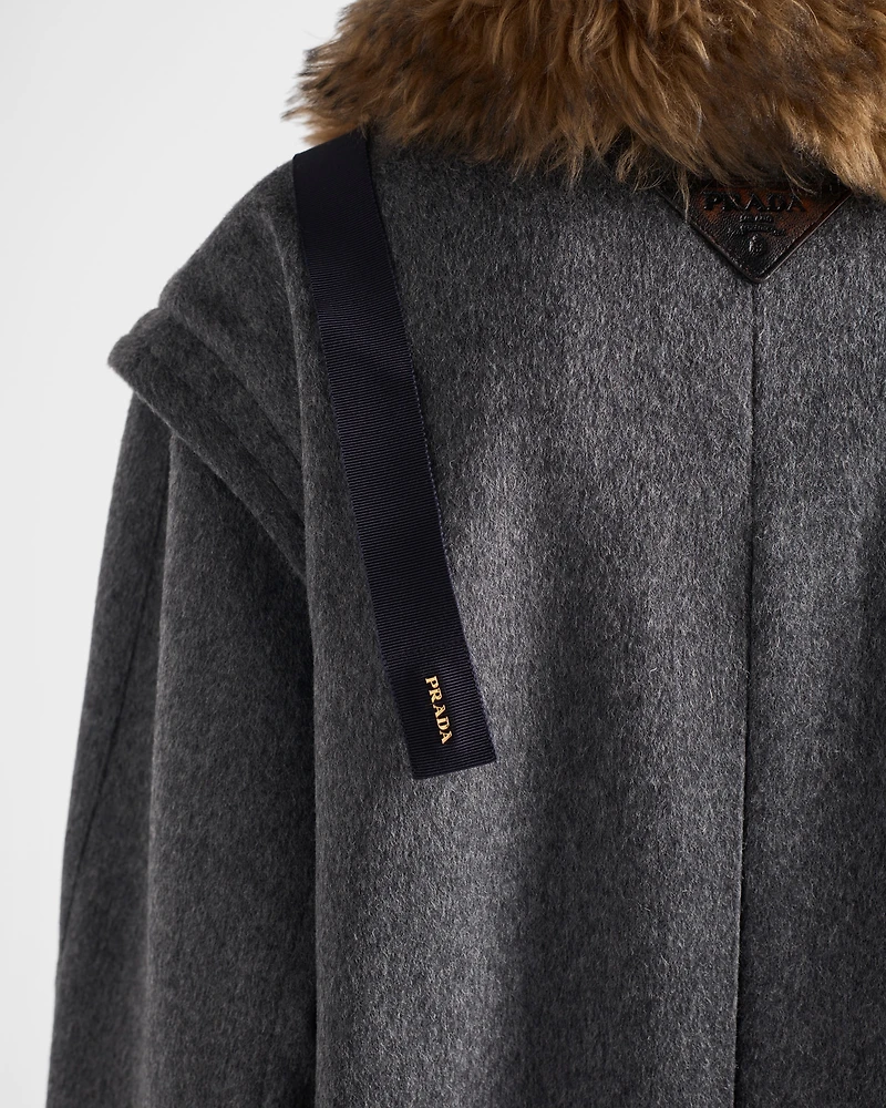 Single-breasted double loden cloth coat