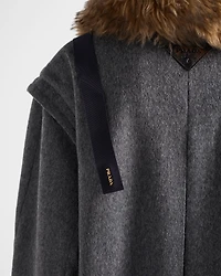Single-breasted double loden cloth coat