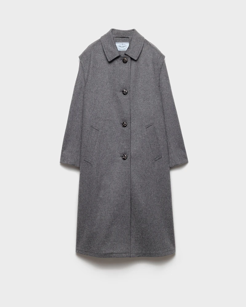 Single-breasted double loden cloth coat