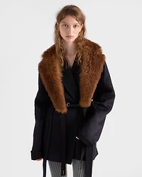 Single-breasted double velour caban jacket