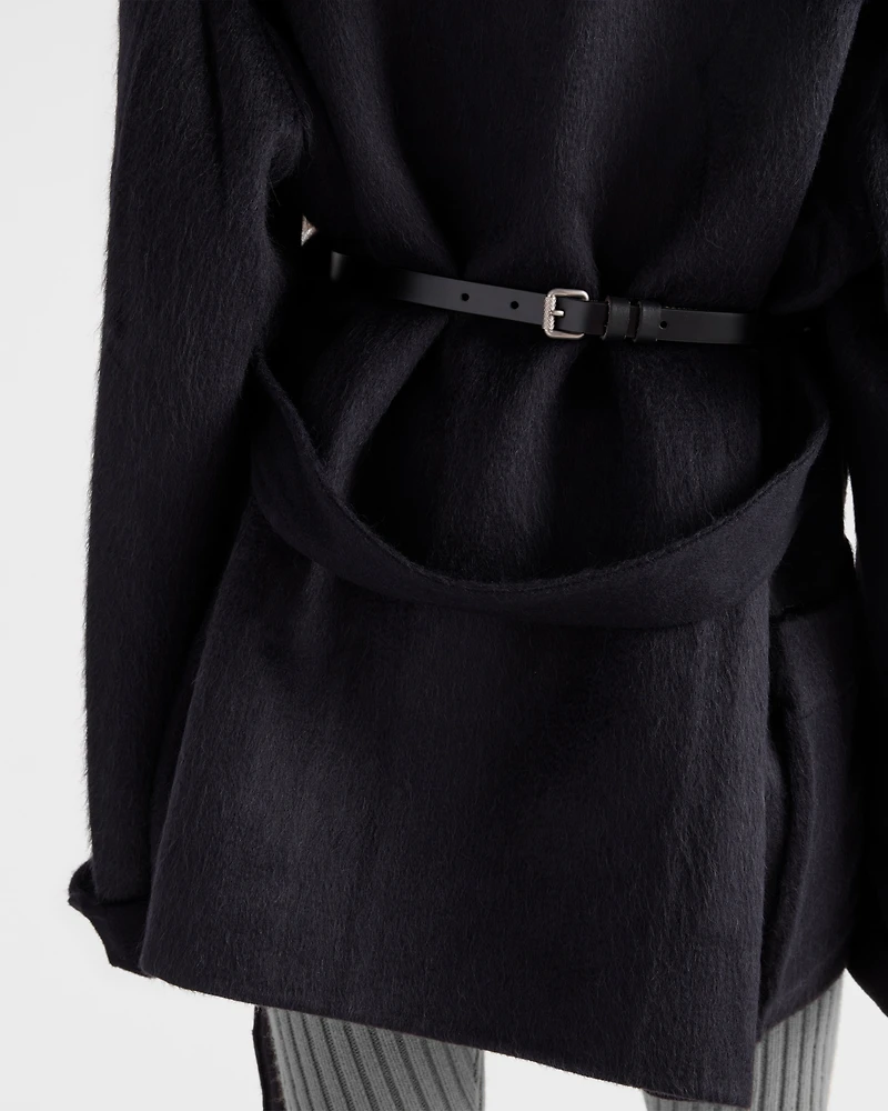 Single-breasted double velour caban jacket