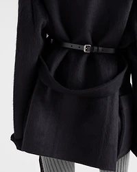 Single-breasted double velour caban jacket