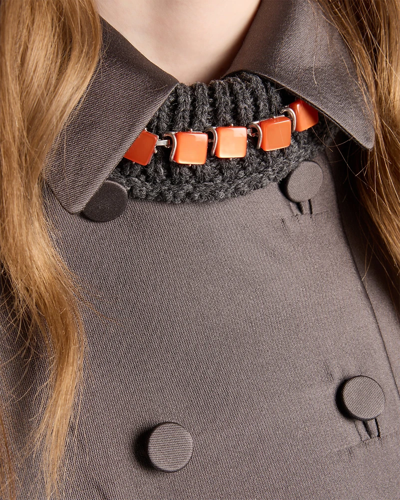 Double-breasted wool and silk coat