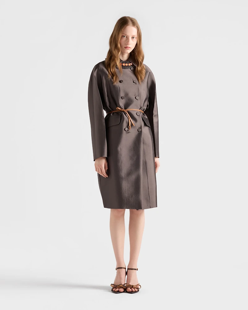 Double-breasted wool and silk coat