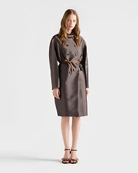 Double-breasted wool and silk coat