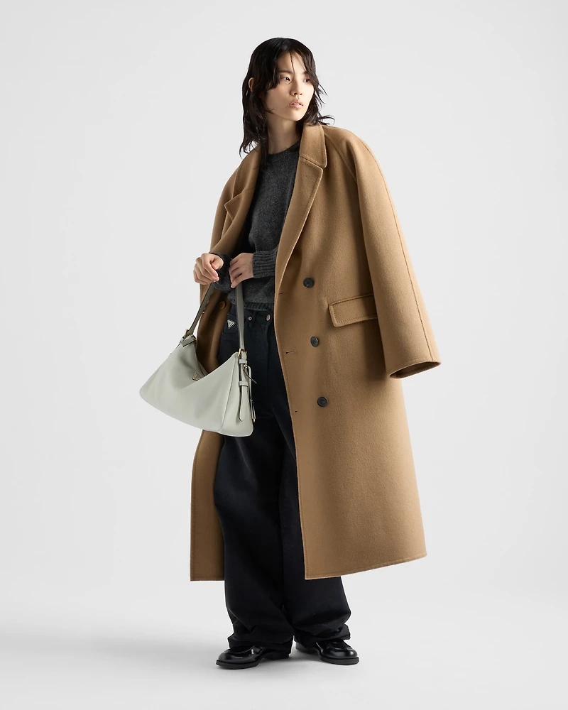 Double-breasted cashgora coat