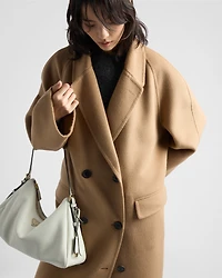 Double-breasted cashgora coat